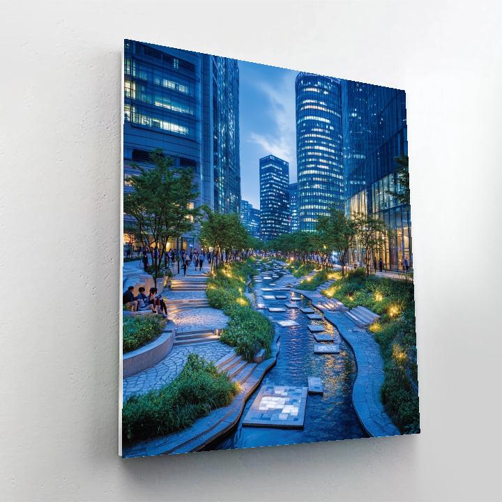 Seoul Cheonggyecheon Stream Night Walk Seoul South Korea Paint by numbers kits