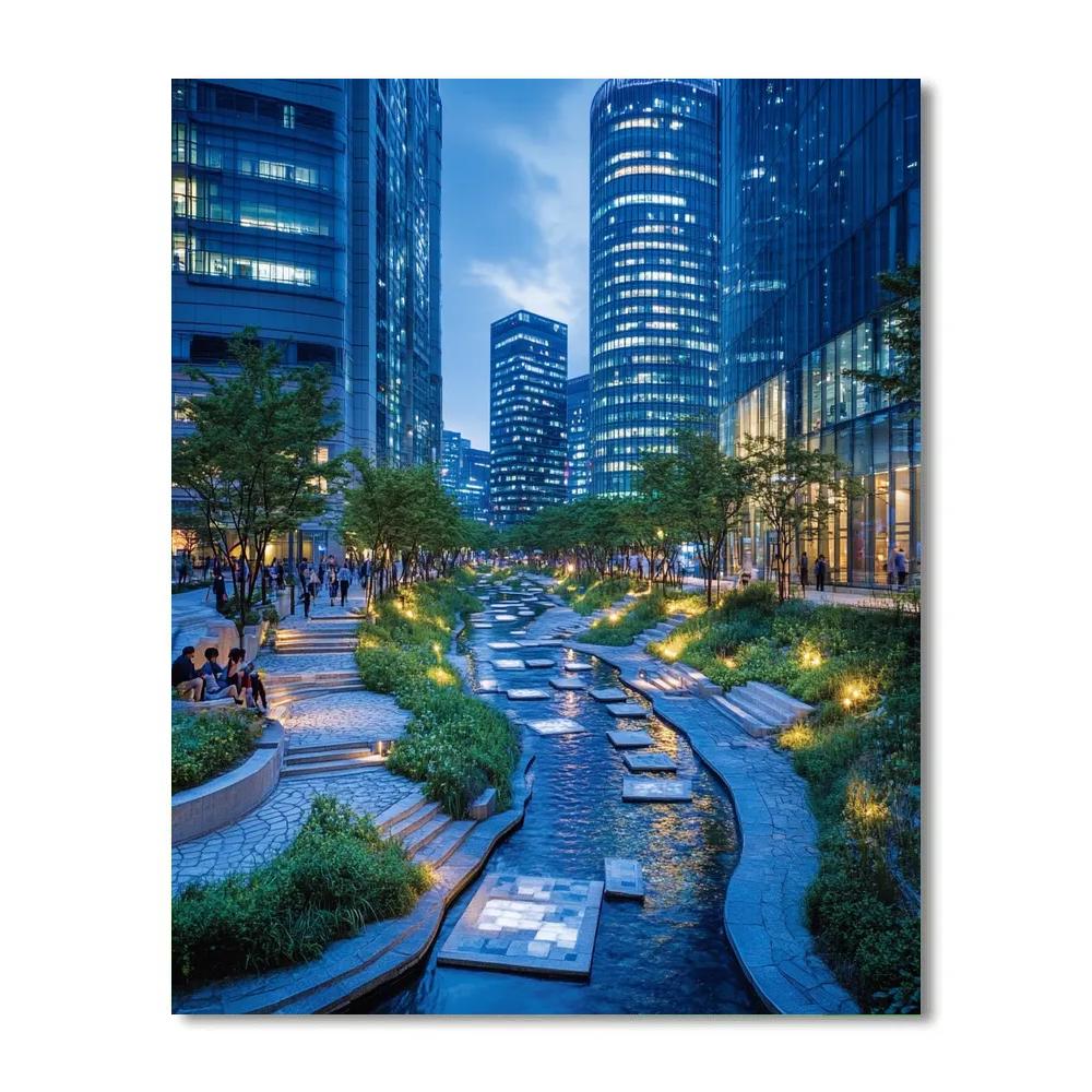 Seoul Cheonggyecheon Stream Night Walk Seoul South Korea Paint by numbers kits