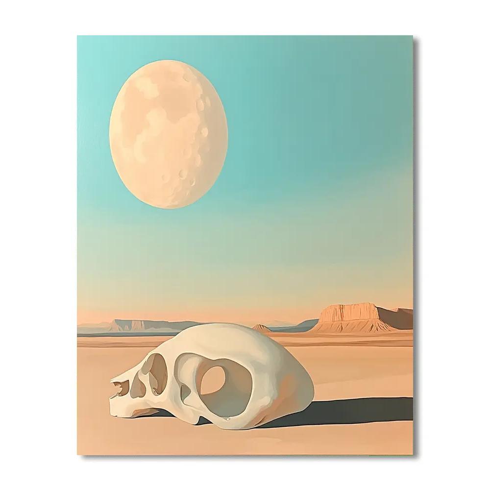Georgia OKeeffe Inspired Desert Moonrise Bones Paint by numbers art