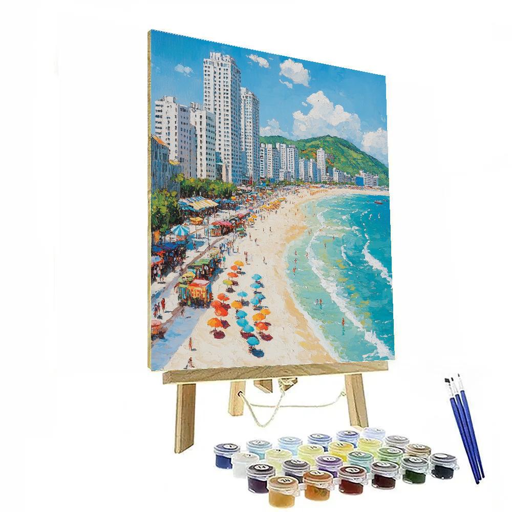 Busan Haeundae Beach Urban Shoreline Busan South Korea paint by number