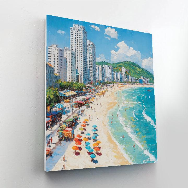 Busan Haeundae Beach Urban Shoreline Busan South Korea paint by number