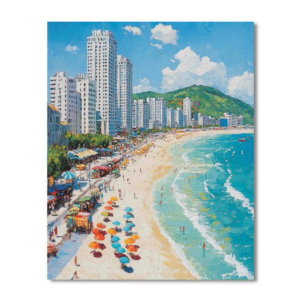 Busan Haeundae Beach Urban Shoreline Busan South Korea paint by number