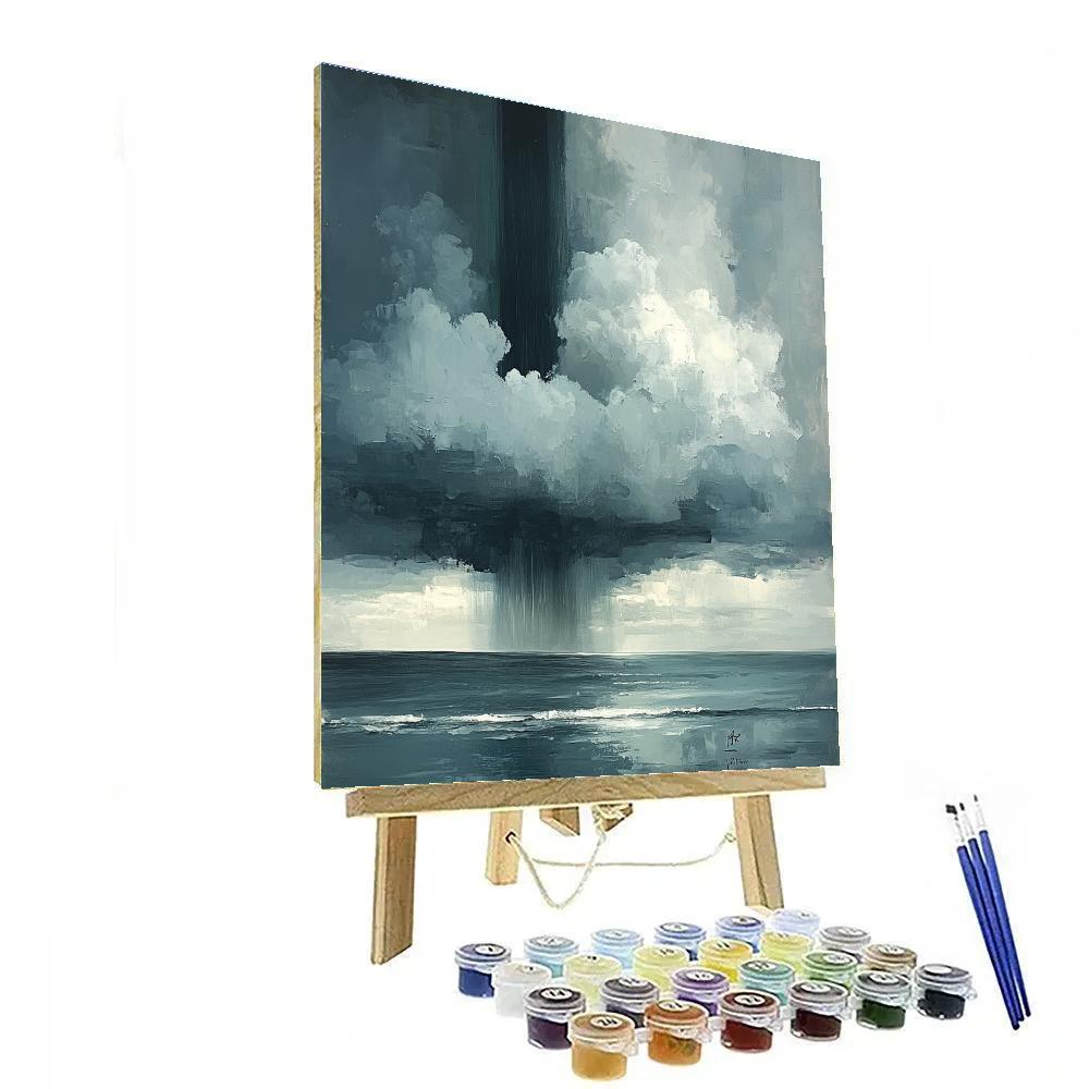 Leonardo Da Vinci Inspired Distant Storm Over Sea Number painting