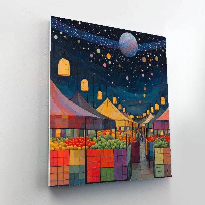 Paul Klee Inspired Cosmic Vegetable Market paint by color