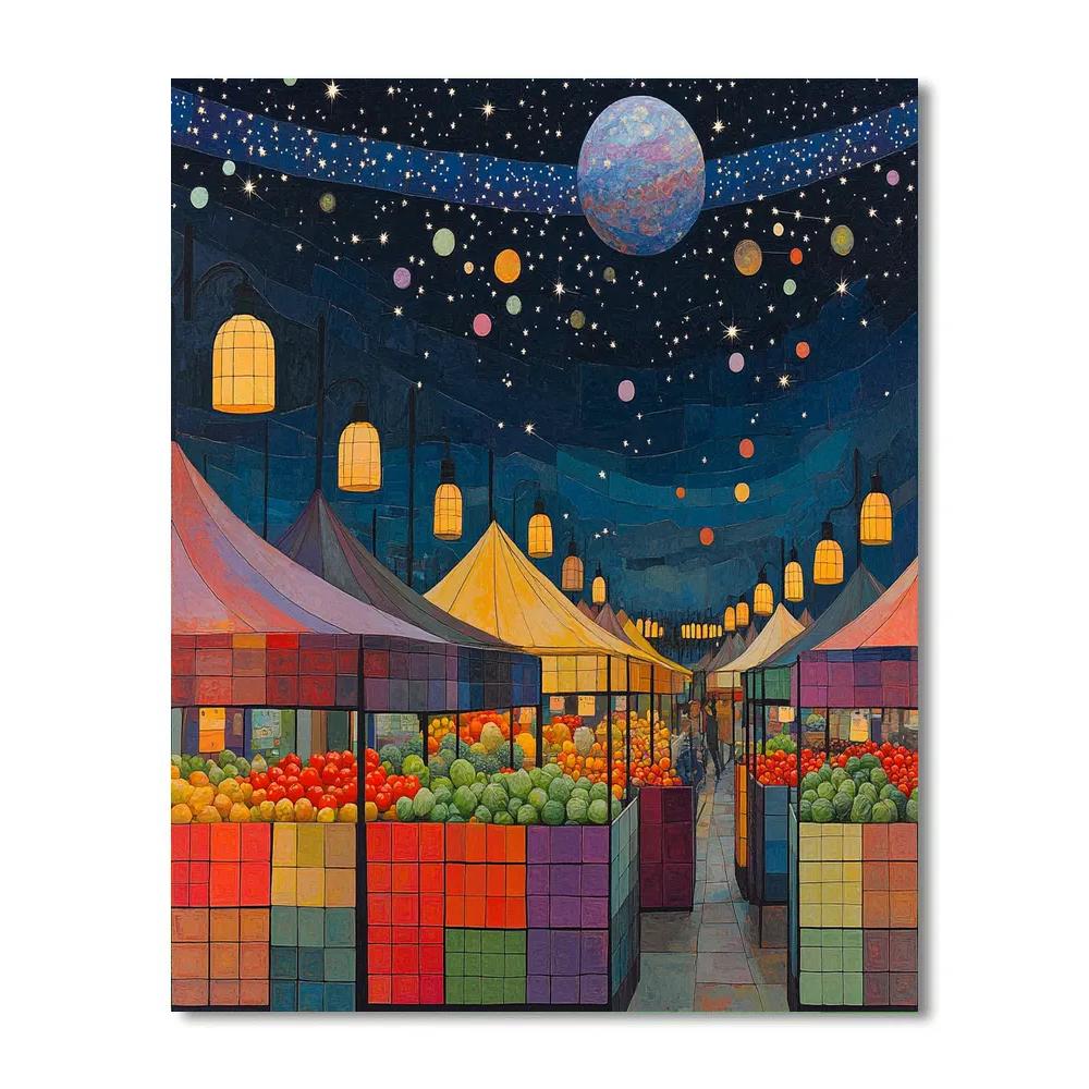 Paul Klee Inspired Cosmic Vegetable Market paint by color