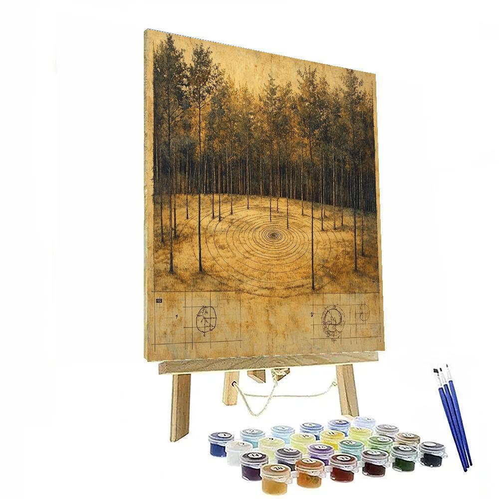 Leonardo Da Vinci Inspired Orchard Spiral Growth Diagram paint by number
