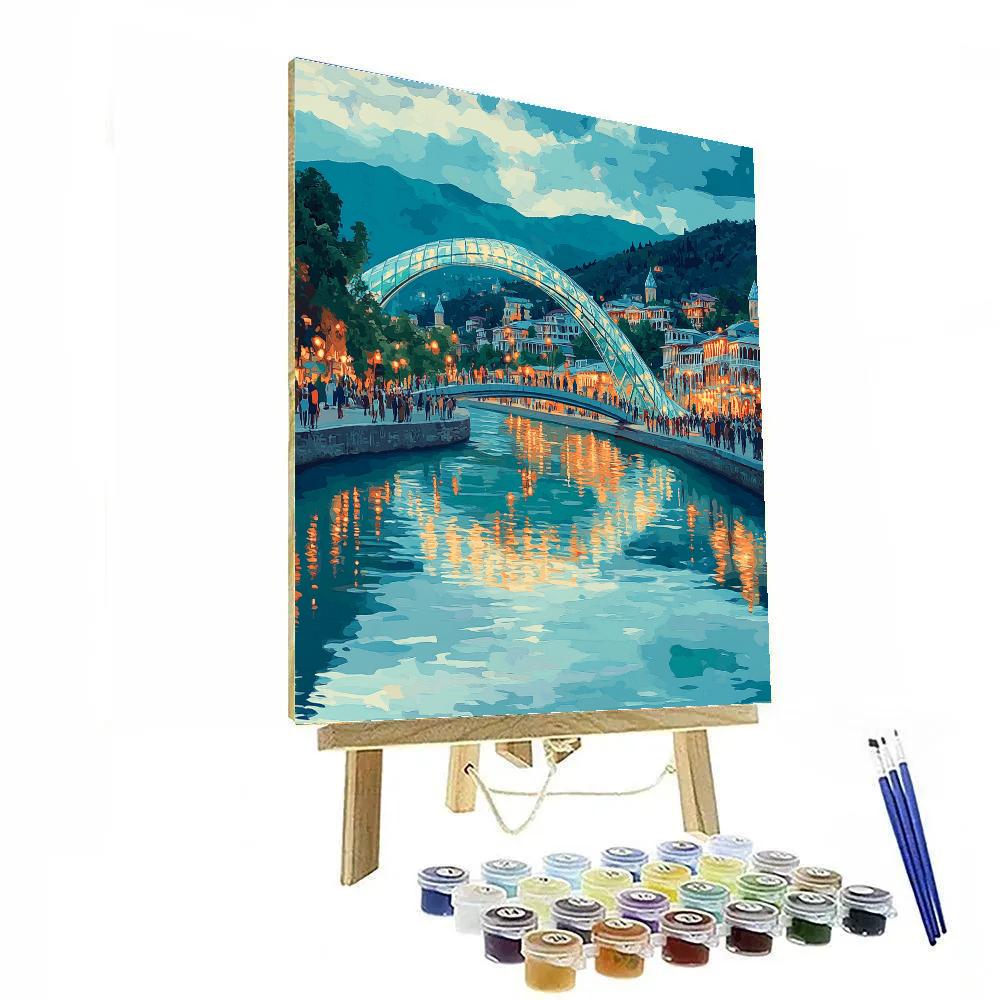 Tbilisi Bridge Of Peace Over Kura River Tbilisi Georgia Numbered painting kits