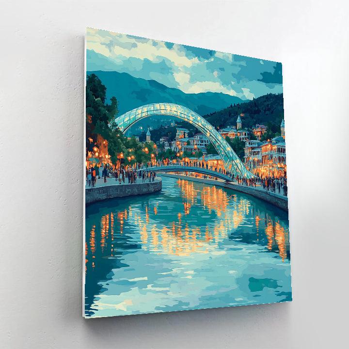 Tbilisi Bridge Of Peace Over Kura River Tbilisi Georgia Numbered painting kits