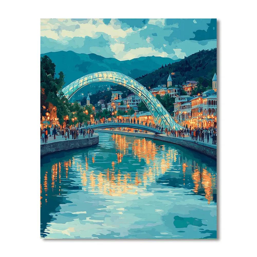 Tbilisi Bridge Of Peace Over Kura River Tbilisi Georgia Numbered painting kits