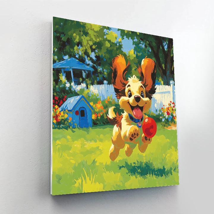 Pluto Sunny Backyard Fetch - Disney Inspired DIY paint by numbers