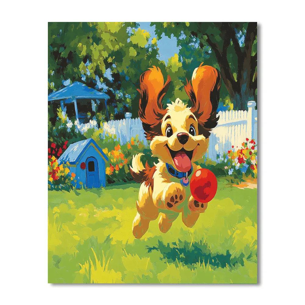 Pluto Sunny Backyard Fetch - Disney Inspired DIY paint by numbers
