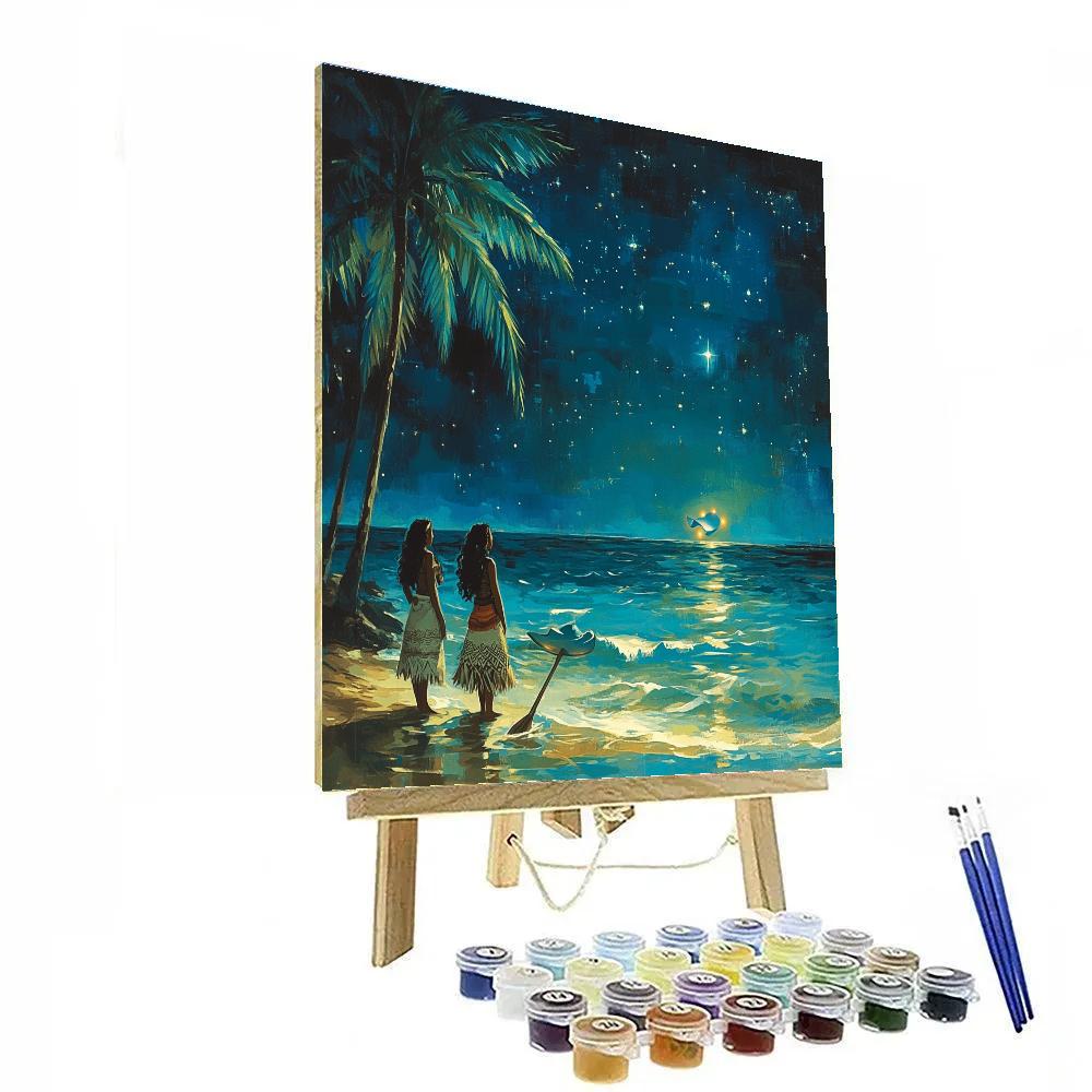 Moana And Tala Manta Ray Shore - Disney Inspired DIY paint by numbers