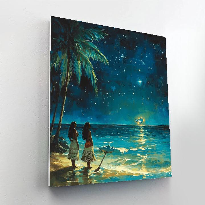 Moana And Tala Manta Ray Shore - Disney Inspired DIY paint by numbers