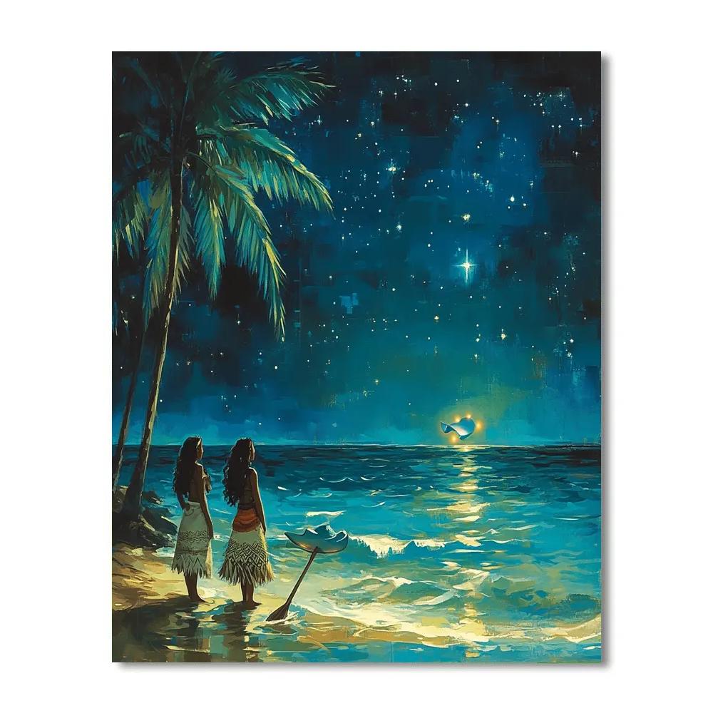 Moana And Tala Manta Ray Shore - Disney Inspired DIY paint by numbers