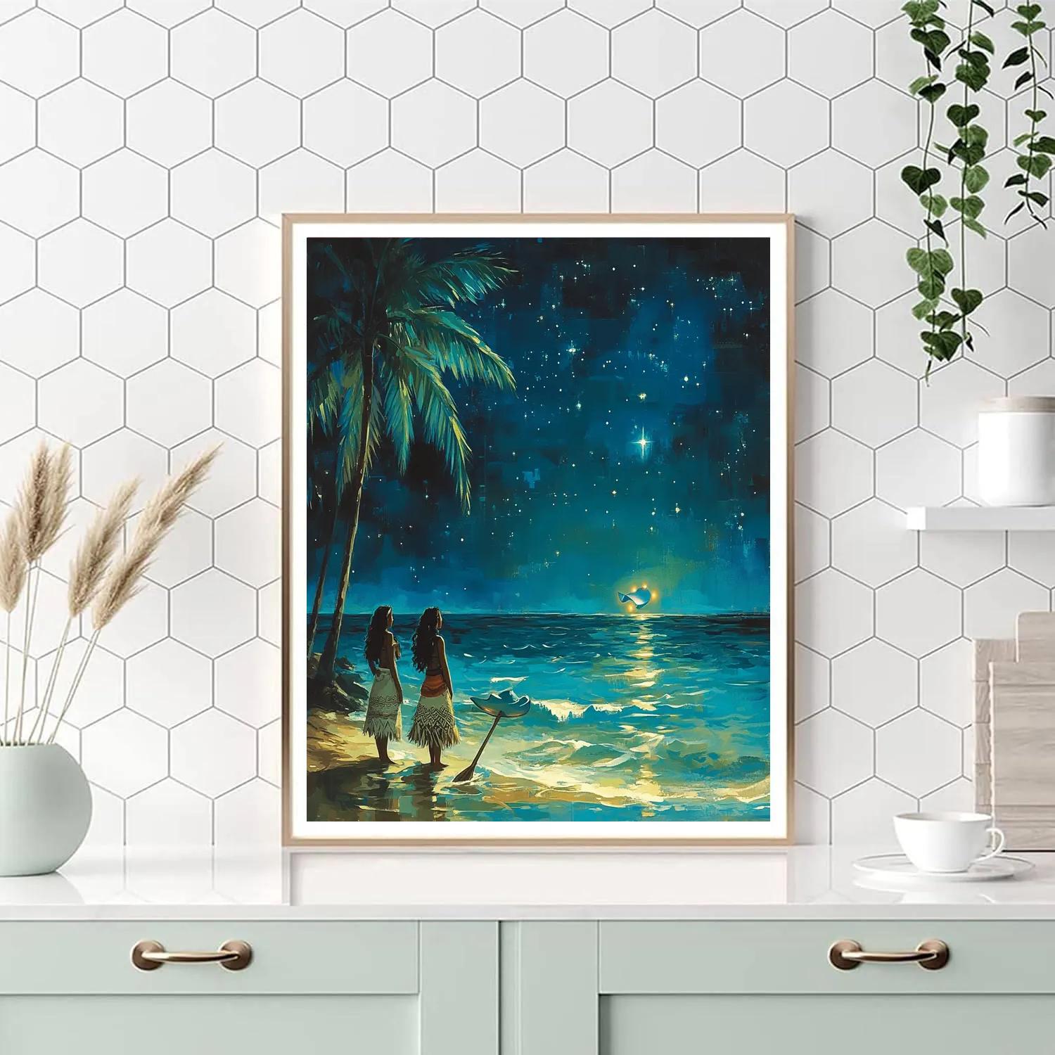 Moana And Tala Manta Ray Shore - Disney Inspired DIY paint by numbers