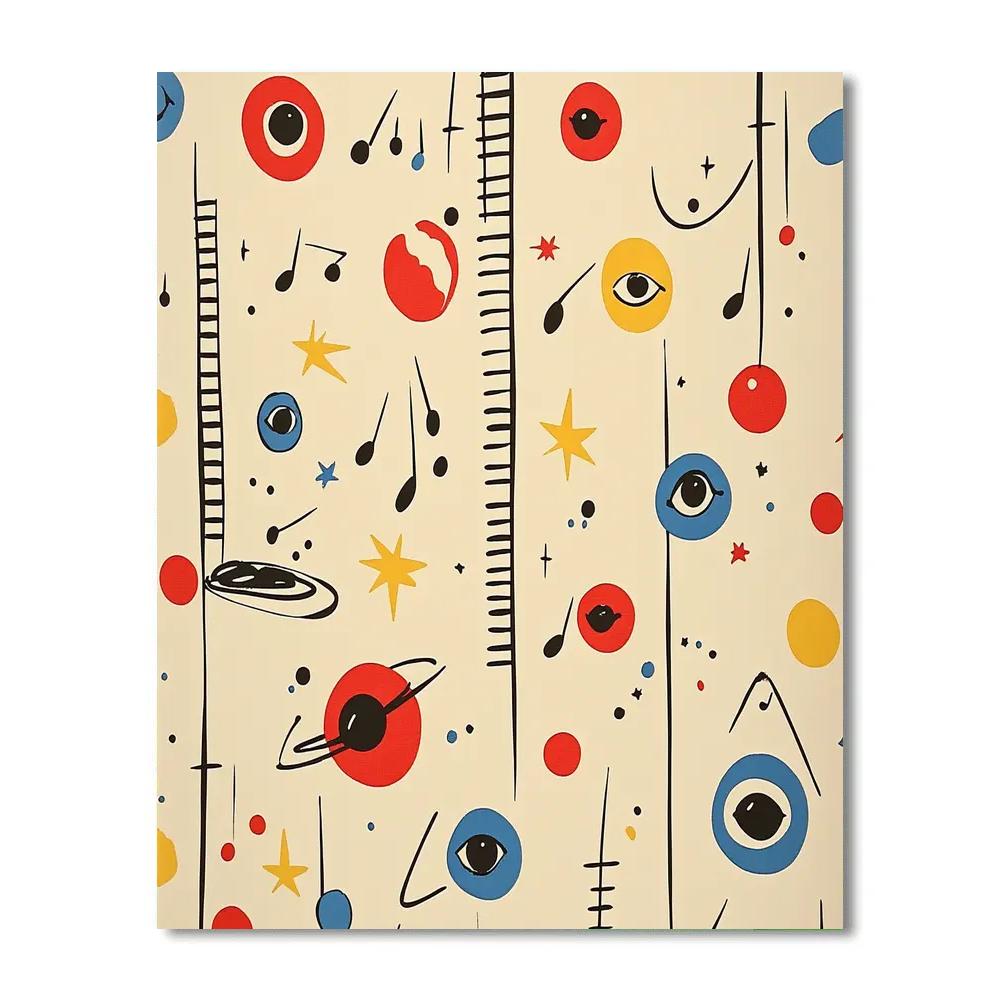 Joan Miro Inspired Singing Planets Carnival Numbered painting kits