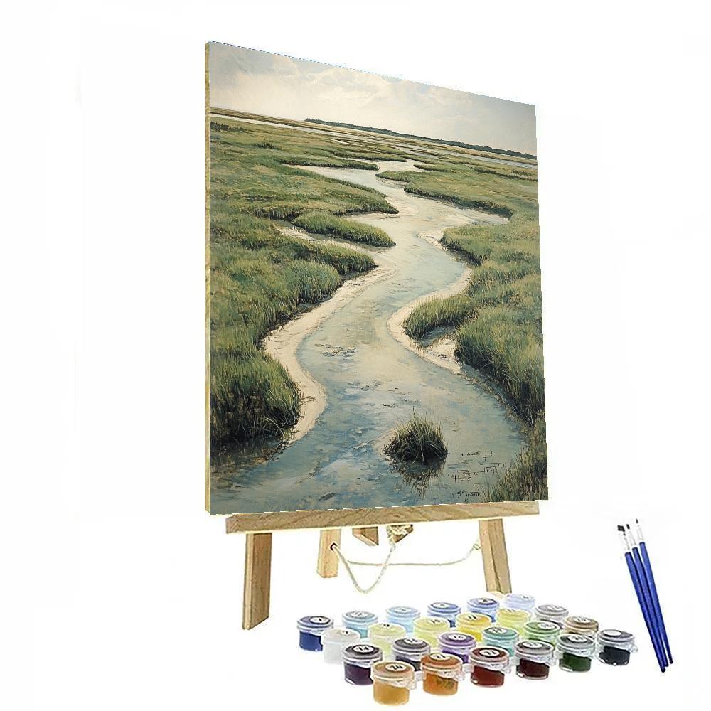 Leonardo Da Vinci Inspired Tidal Marsh Channels painting number kit