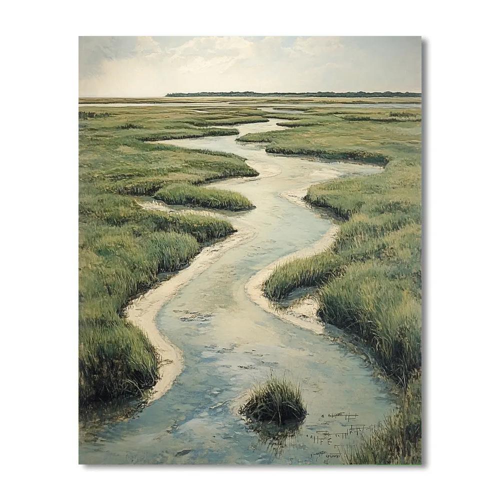 Leonardo Da Vinci Inspired Tidal Marsh Channels painting number kit