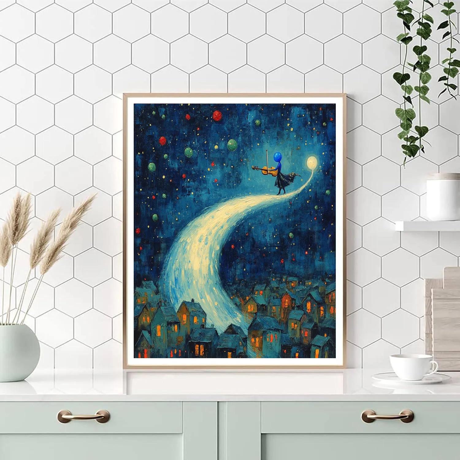 Marc Chagall Inspired Violinist On A Comet Tail Paint by numbers art
