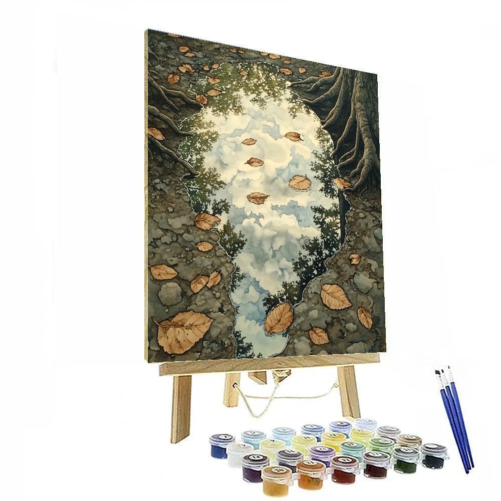 Leonardo Da Vinci Inspired Orchard Puddle Skies Painting by numbers kit