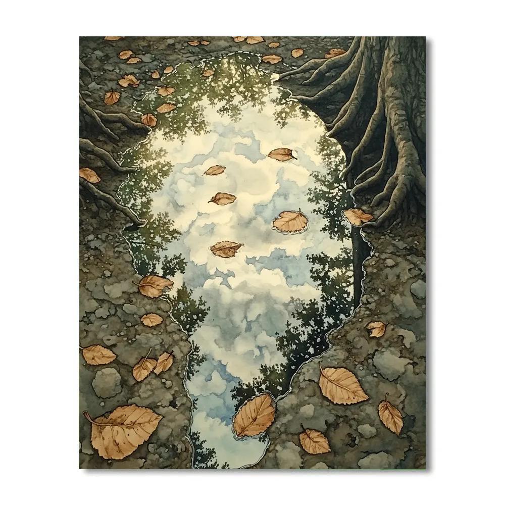 Leonardo Da Vinci Inspired Orchard Puddle Skies Painting by numbers kit