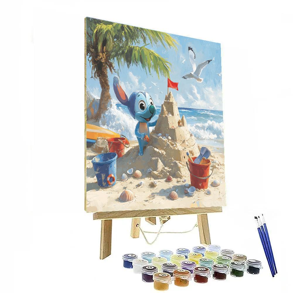 Stitch Beach Sandcastle Chaos - Disney Inspired DIY paint by numbers