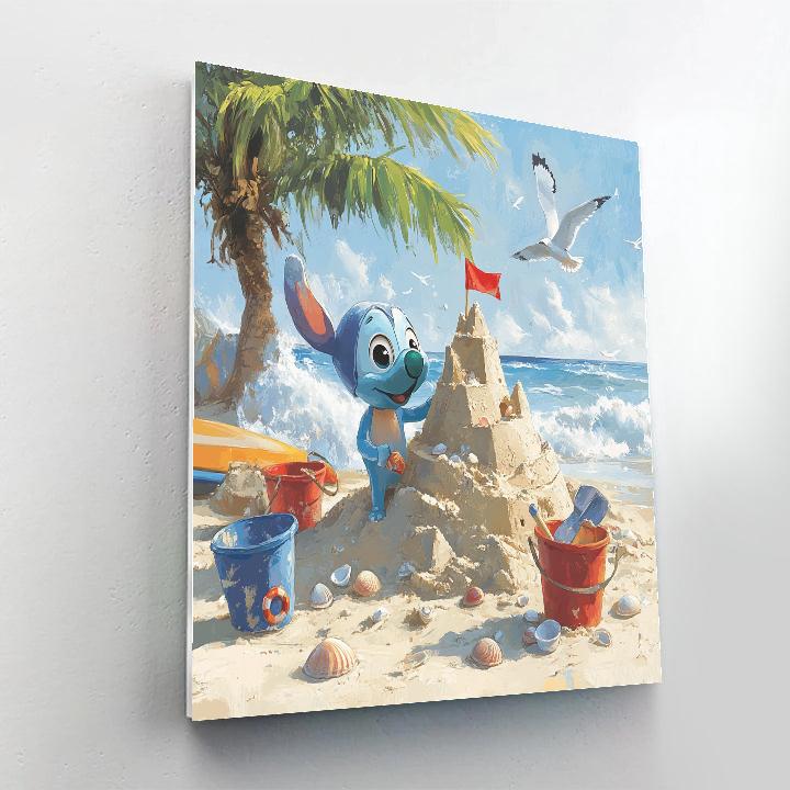 Stitch Beach Sandcastle Chaos - Disney Inspired DIY paint by numbers