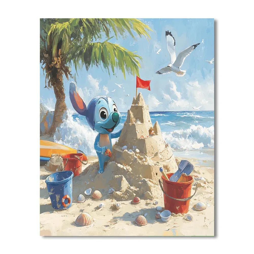 Stitch Beach Sandcastle Chaos - Disney Inspired DIY paint by numbers
