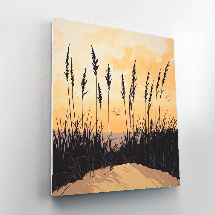 Leonardo Da Vinci Inspired Dune Grass Silhouettes At Sunset paint by number