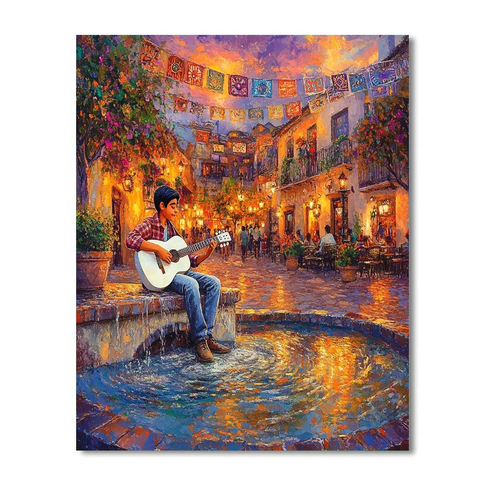 Miguel Guitar Plaza Serenade - Disney Inspired DIY paint by numbers
