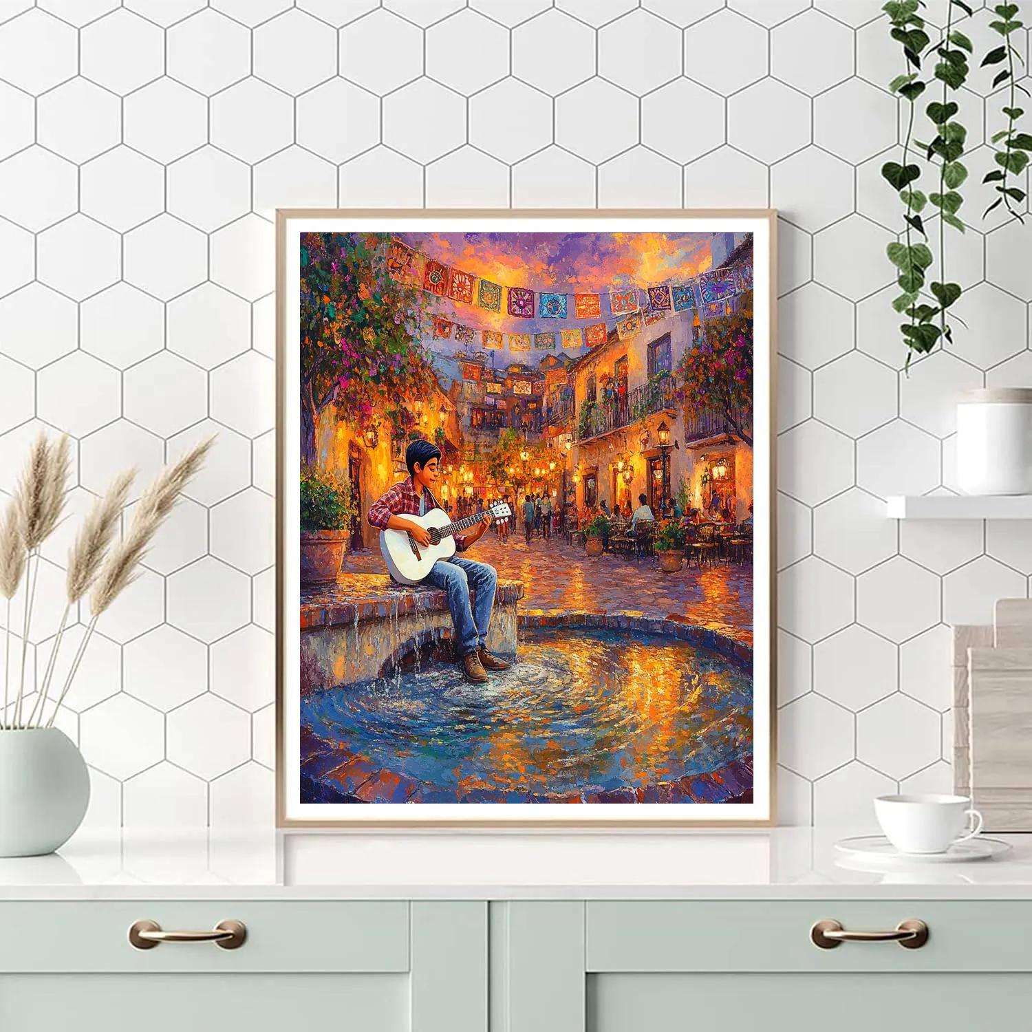 Miguel Guitar Plaza Serenade - Disney Inspired DIY paint by numbers