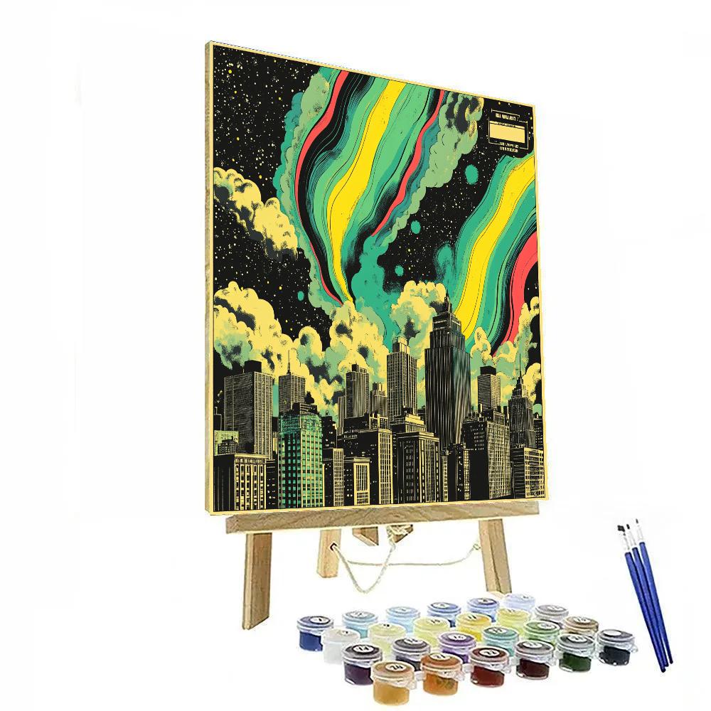 Roy Lichtenstein Inspired Comic Aurora Over City Paint by numbers art