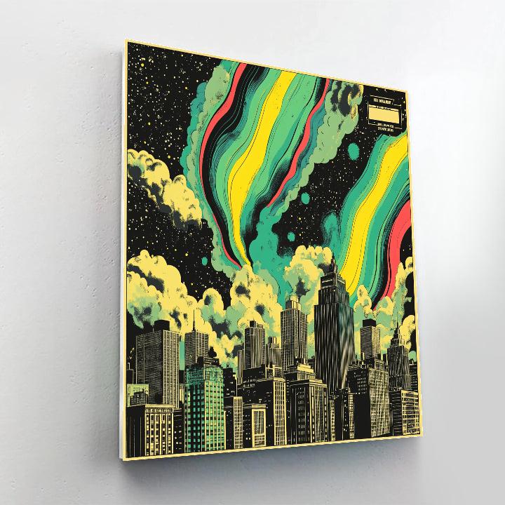 Roy Lichtenstein Inspired Comic Aurora Over City Paint by numbers art