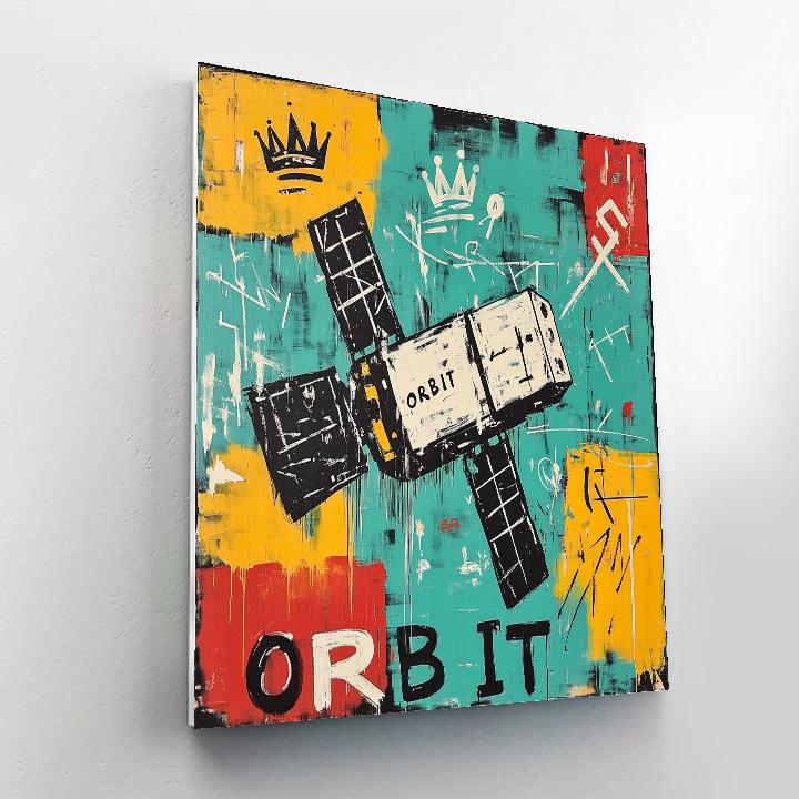 Jean Michel Basquiat Inspired Neon Satellite Diagram painting number kit