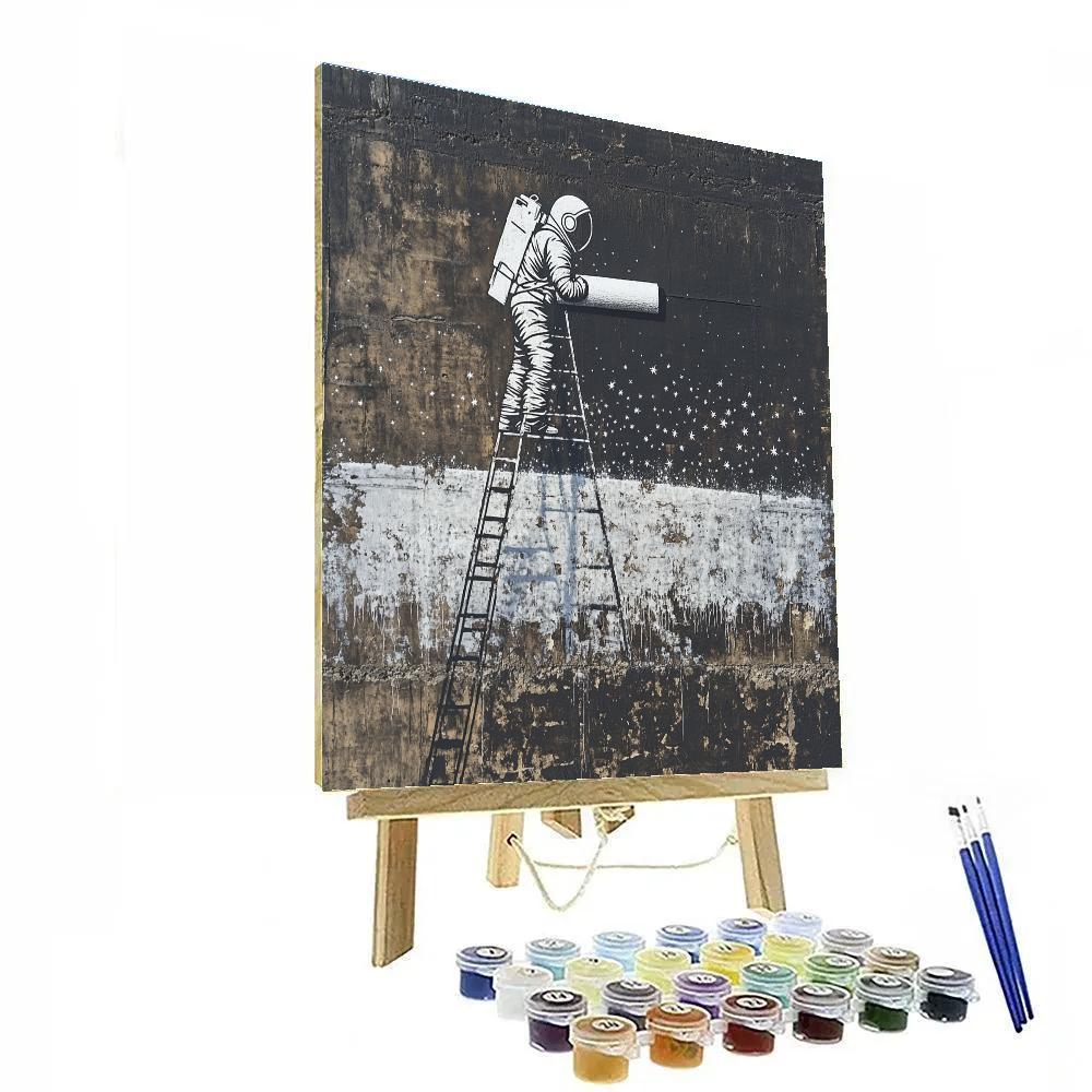 Banksy Inspired Astronaut Painting Over Stars Numbered painting kits