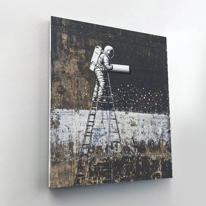 Banksy Inspired Astronaut Painting Over Stars Numbered painting kits