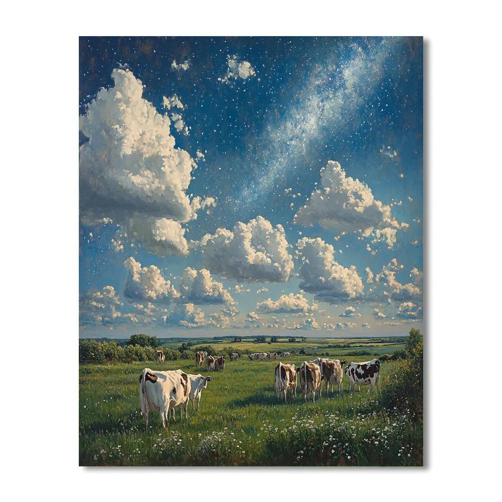 John Constable Inspired Summer Cloud Galaxy Field painting number kit