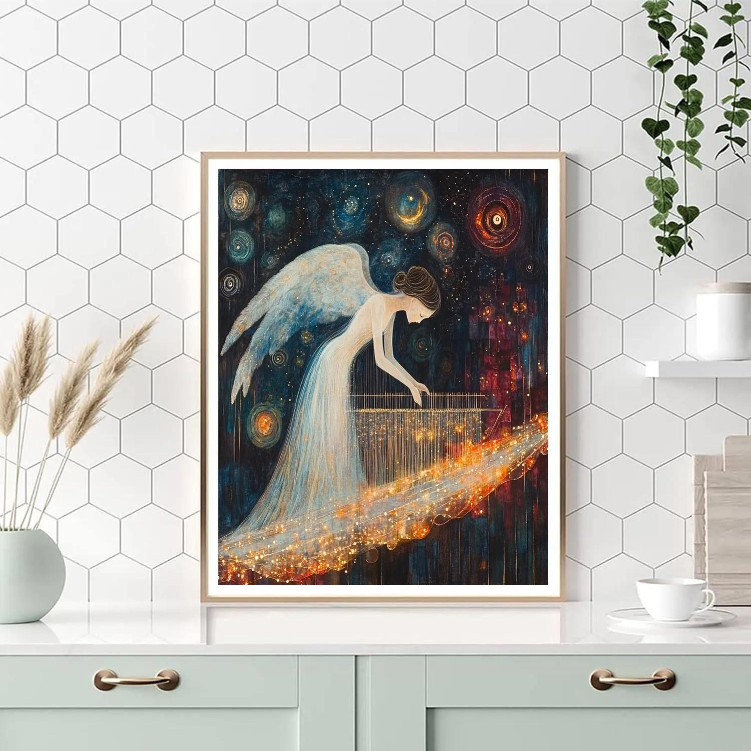 William Blake Inspired Angel Weaving Star Map paint by color