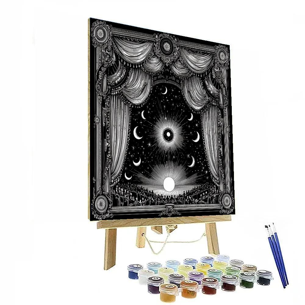 Aubrey Beardsley Inspired Lunar Opera Curtain paint by numbers