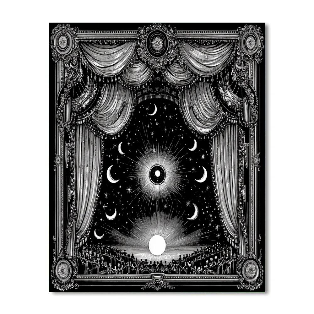 Aubrey Beardsley Inspired Lunar Opera Curtain paint by numbers