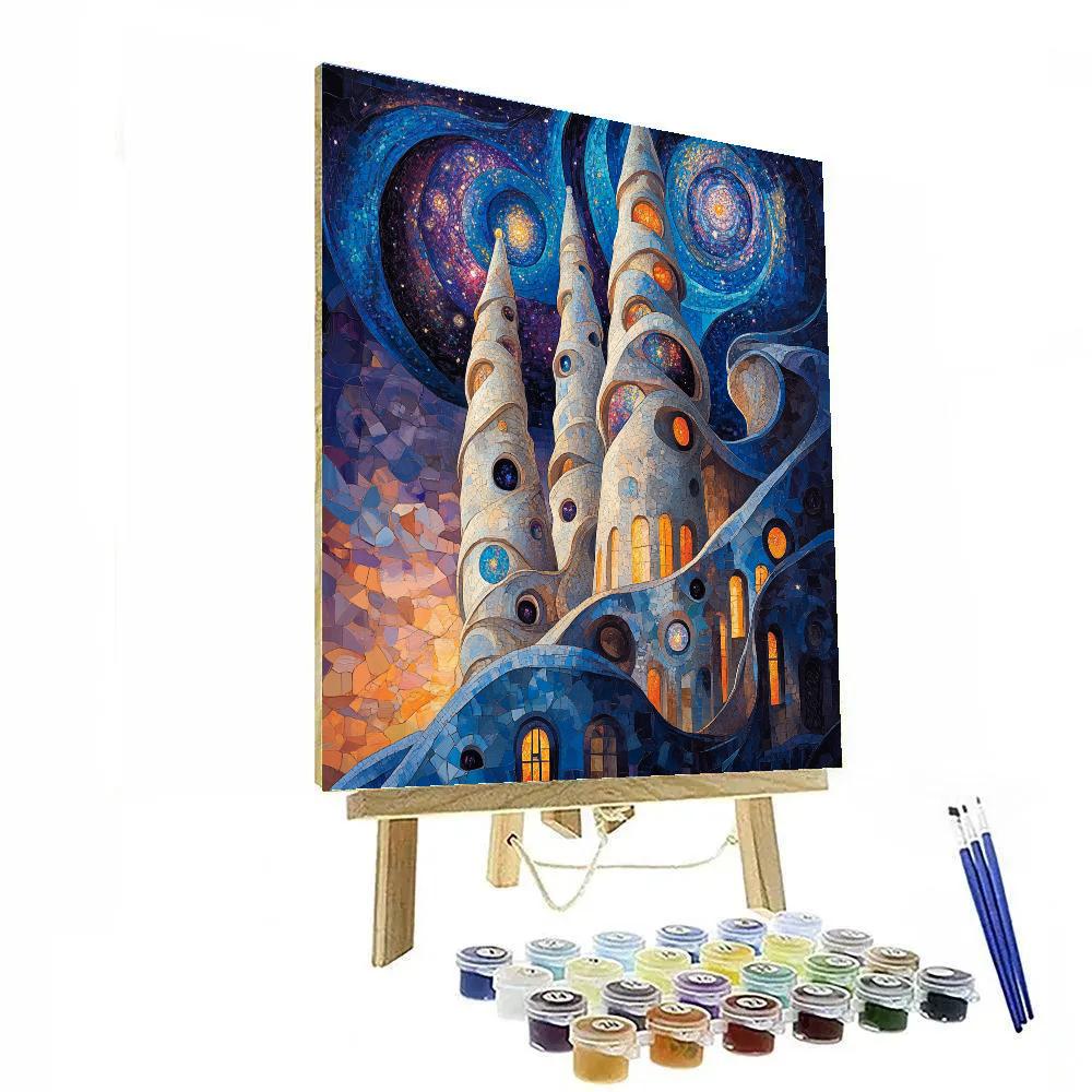 Antonio Gaudi Inspired Spiral Galaxy Cathedral Paint by numbers art