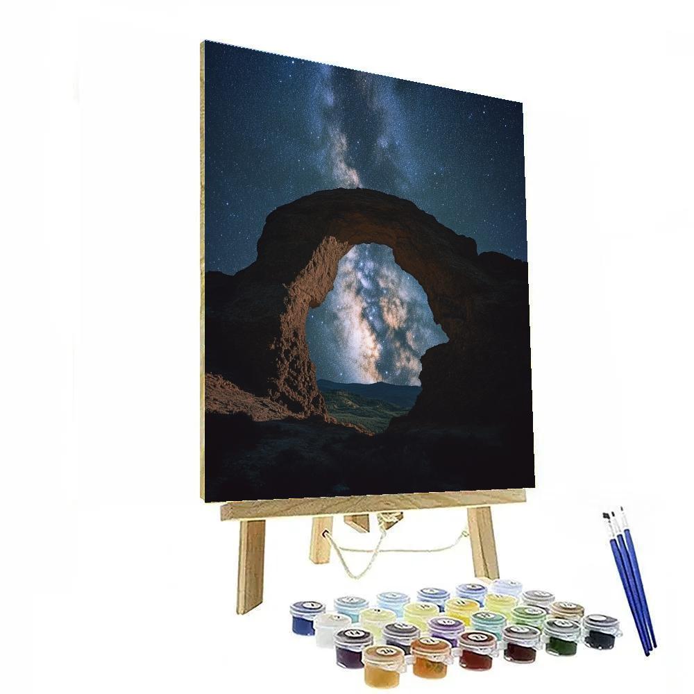 Leonardo Da Vinci Inspired Milky Way Over Desert Arches paint by numbers