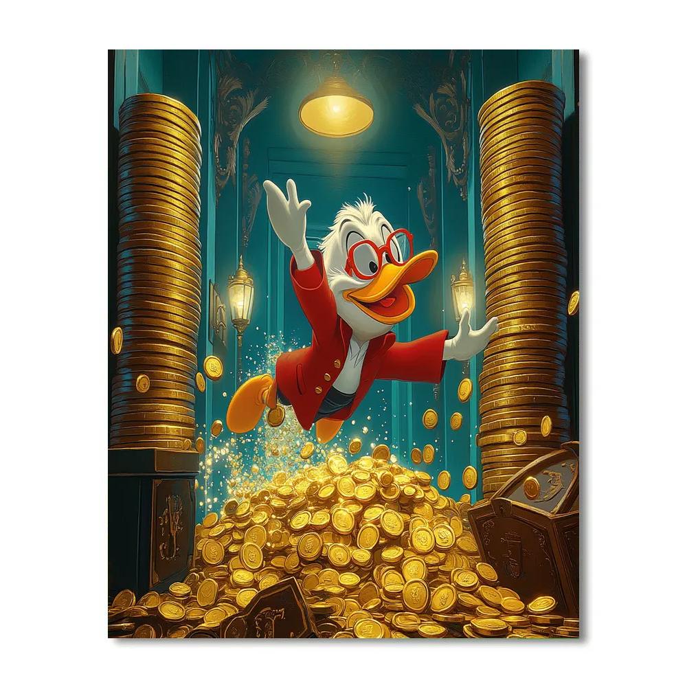 Scrooge McDuck Treasure Vault Splash - Disney Inspired paint by numbers