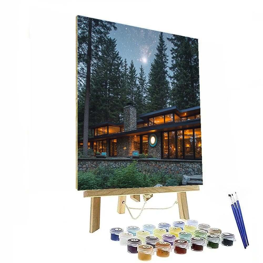Frank Lloyd Wright Inspired Forest Observatory House painting number kit