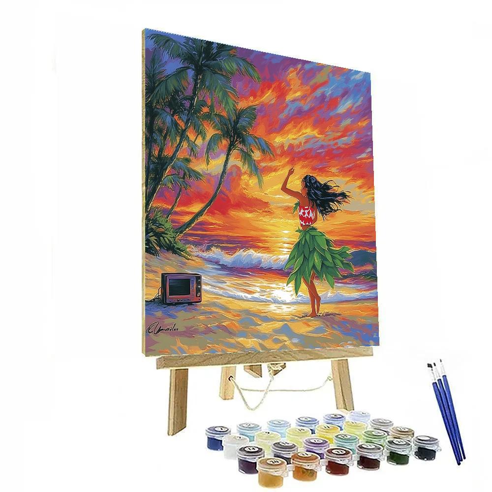 Lilo Hula Sunset Shore - Disney Inspired Number painting