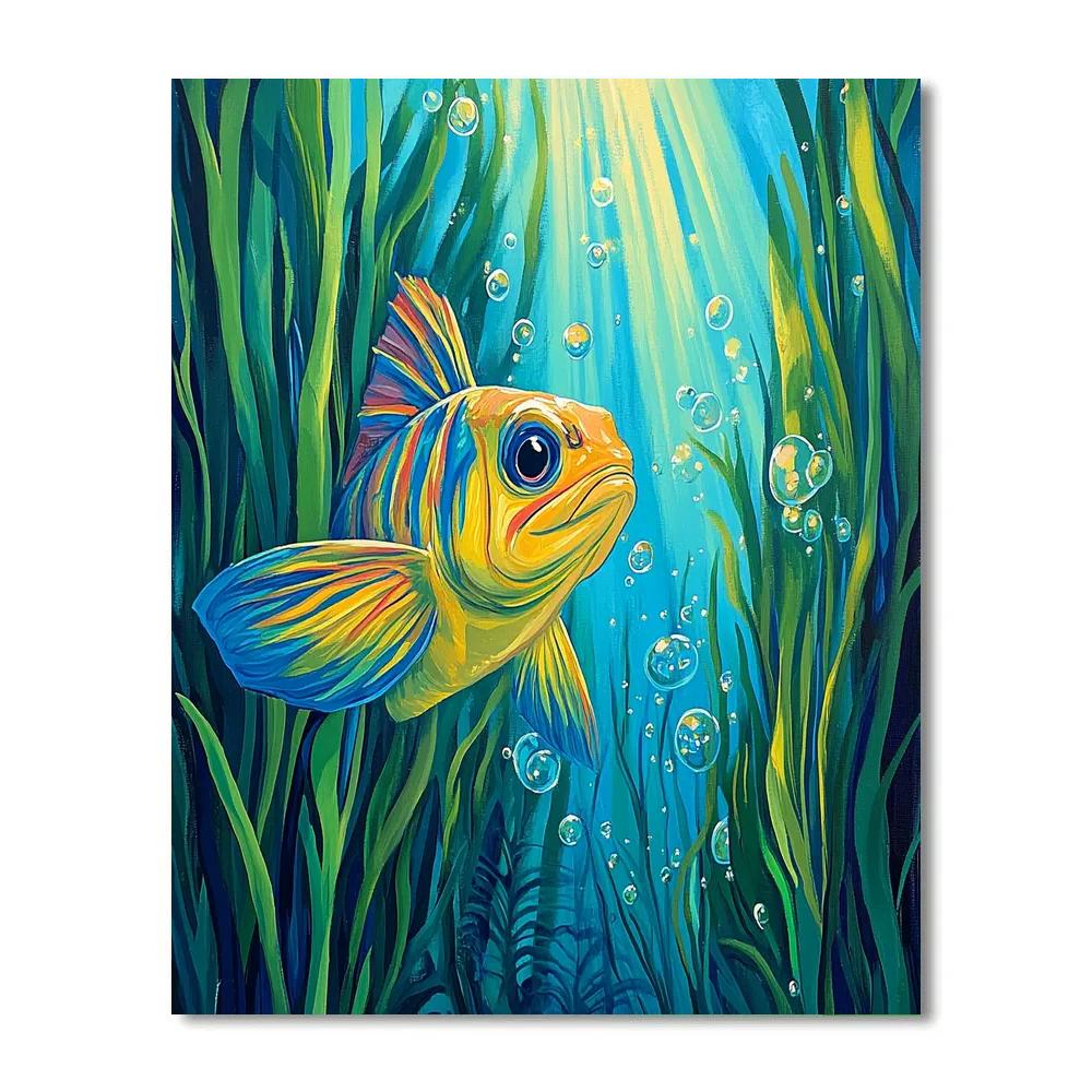 Flounder Kelp Forest Hideaway - Disney Inspired Paint by numbers kits