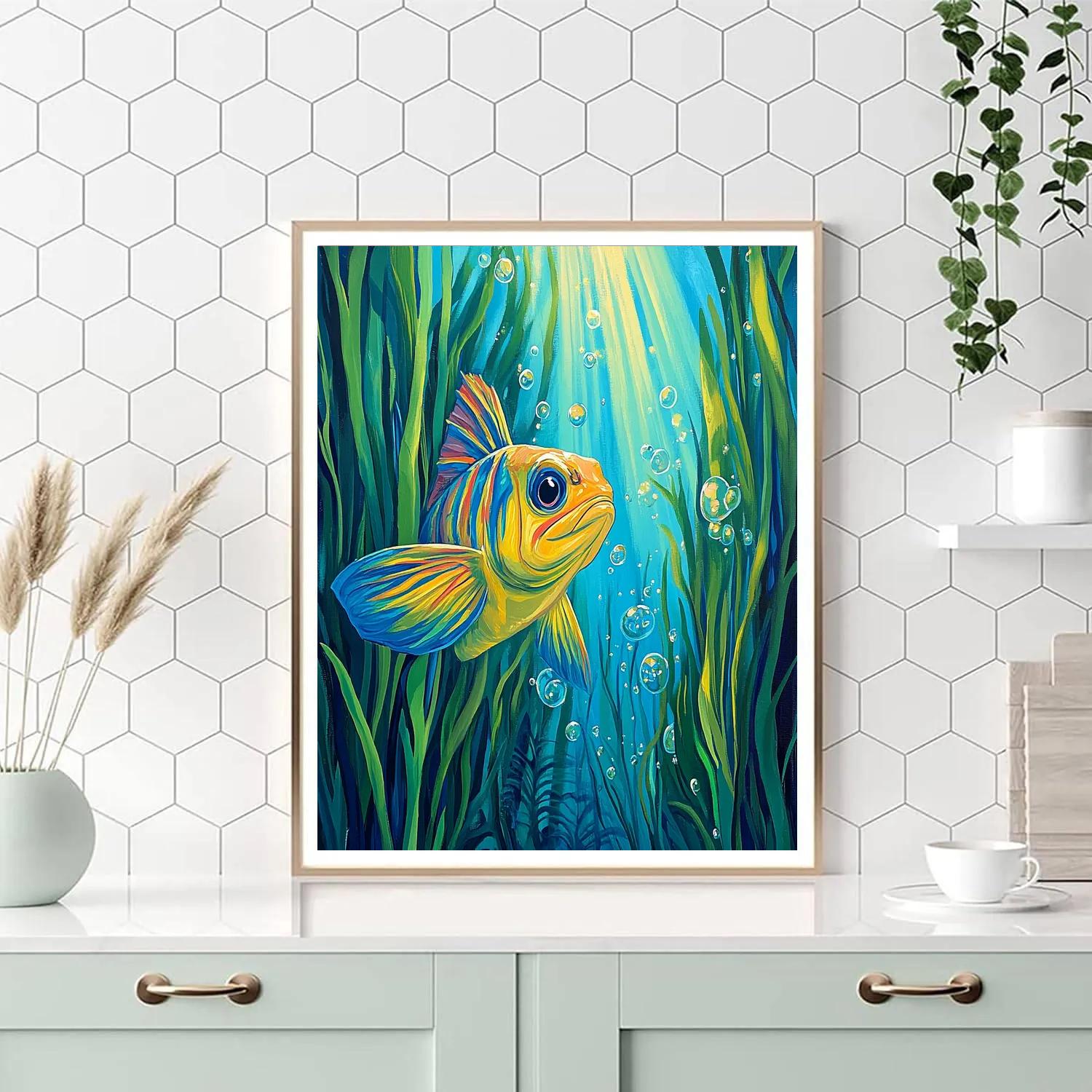 Flounder Kelp Forest Hideaway - Disney Inspired Paint by numbers kits