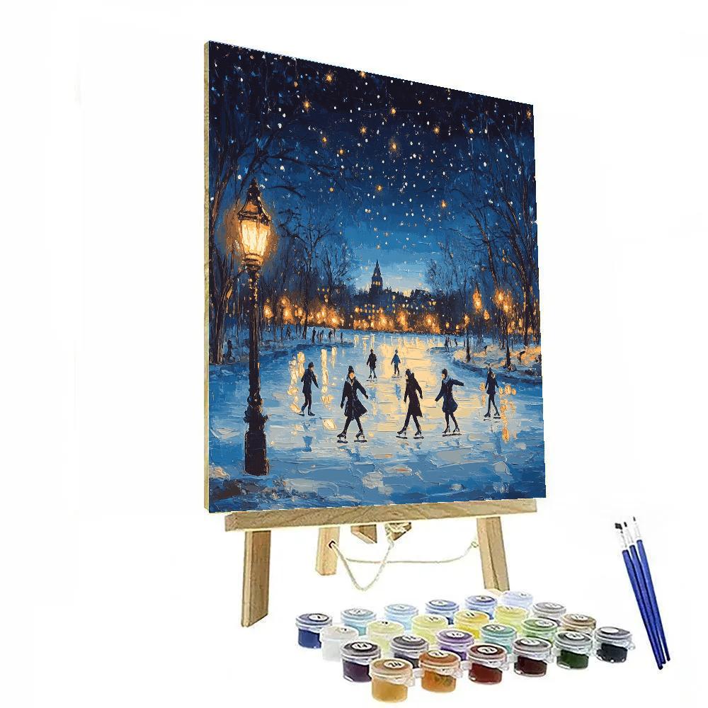 Edgar Degas Inspired Ice Skaters Under Winter Stars painting number kit