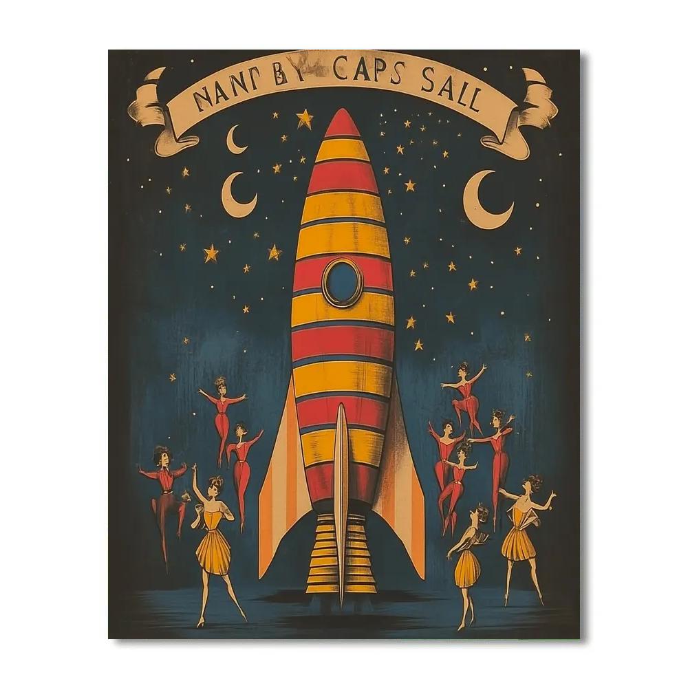 Henri De Toulouse Lautrec Inspired Circus Rocket Poster paint by number