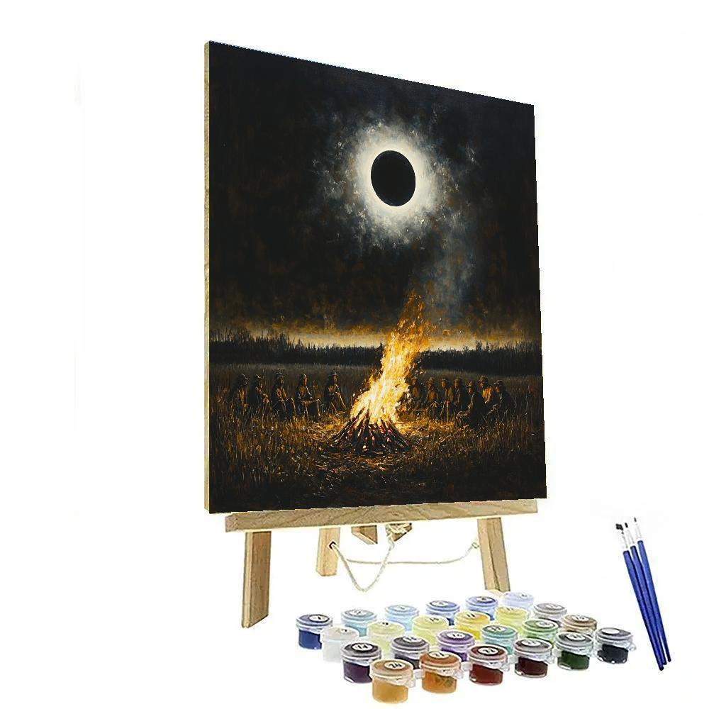Francisco Goya Inspired Village Eclipse Bonfire Number painting